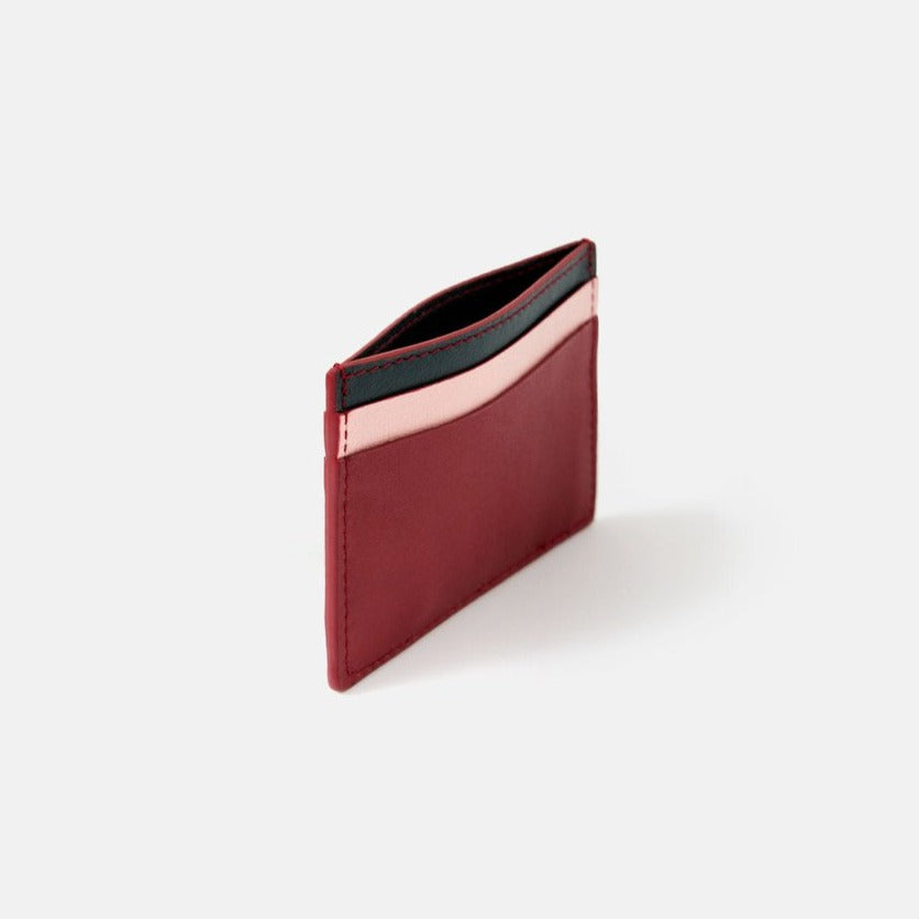 COLOR BLOCK CARDHOLDER | BURGUNDY & CYPRESS