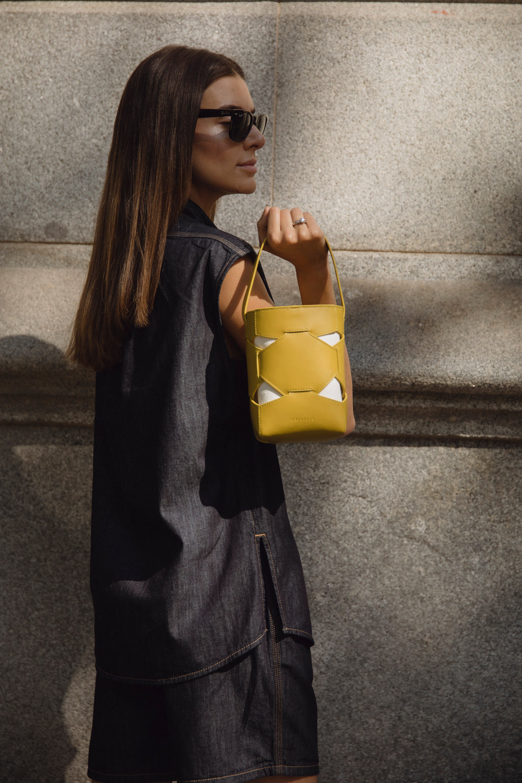 LOEWE Puzzle Mini Leather Shoulder Bag in Mustard